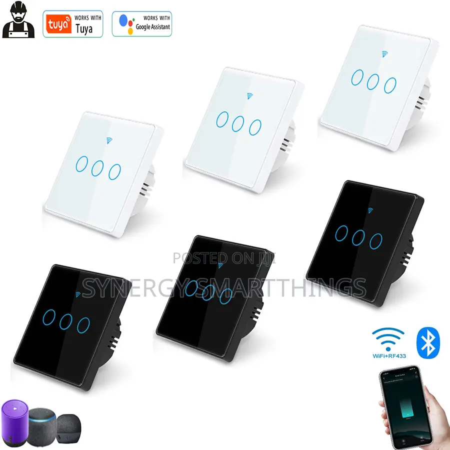 Tuya Zigbee Touch Smart 3 Gang Switch Black Color