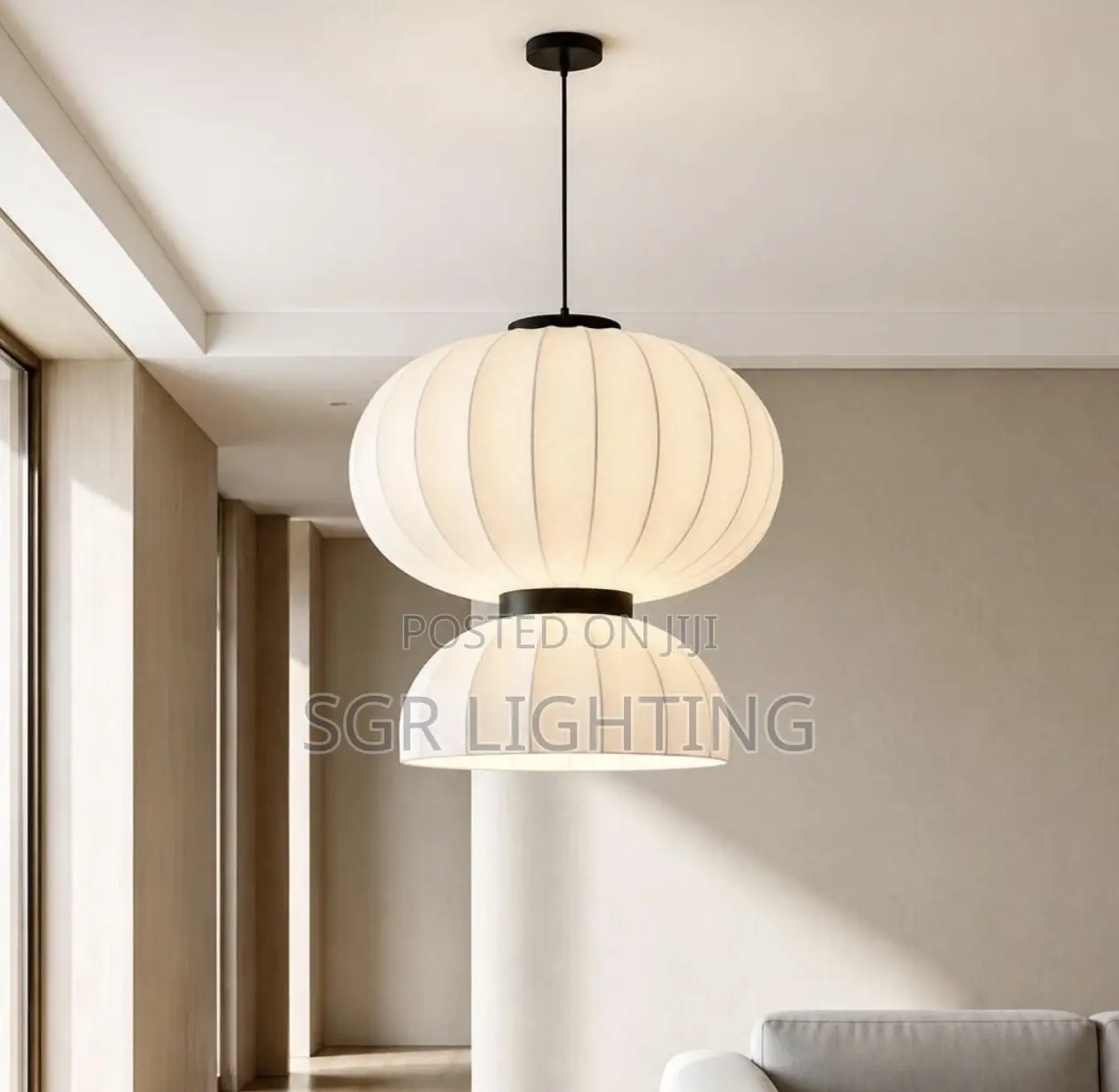 Japanese Wabi Sabi Silk Led Pendant Light Retro Art Lantern Design