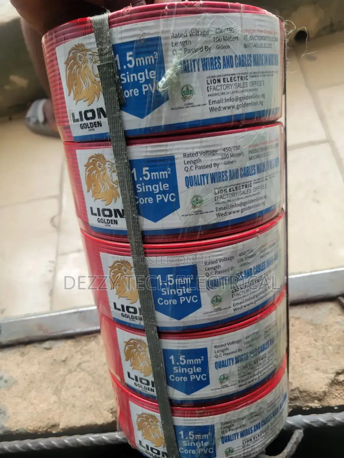 Lion Golden 1.5mm2 Single Core PVC Electrical Wires