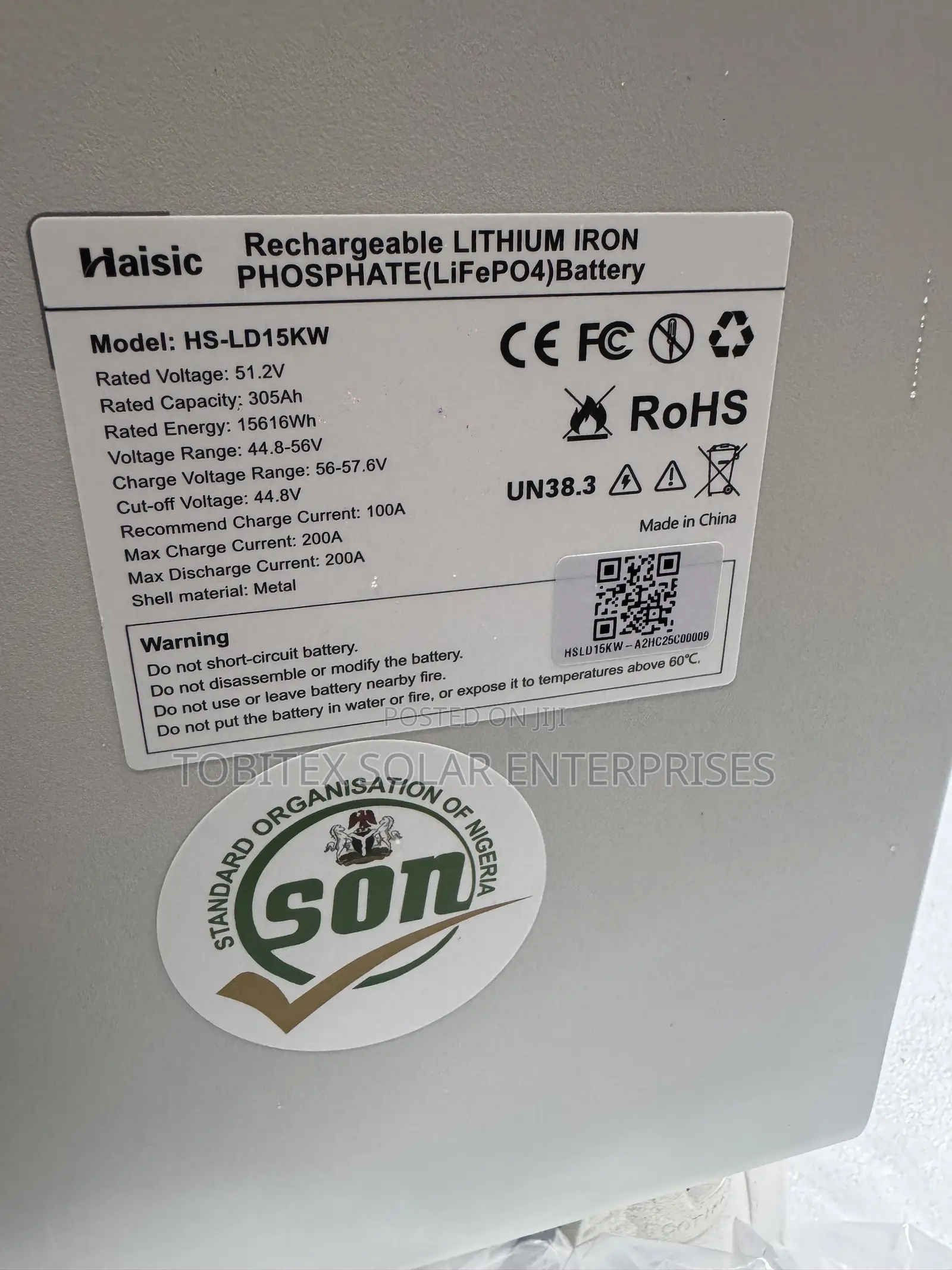 Haisic 15.6kwh Lithium Ion Battery