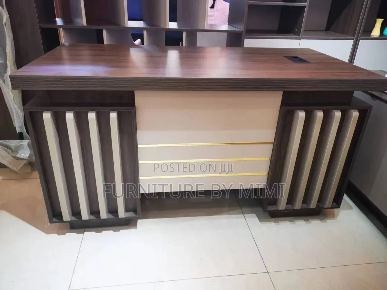 Brand New 1.2M Premium Executive Walnut Cream Office Desk