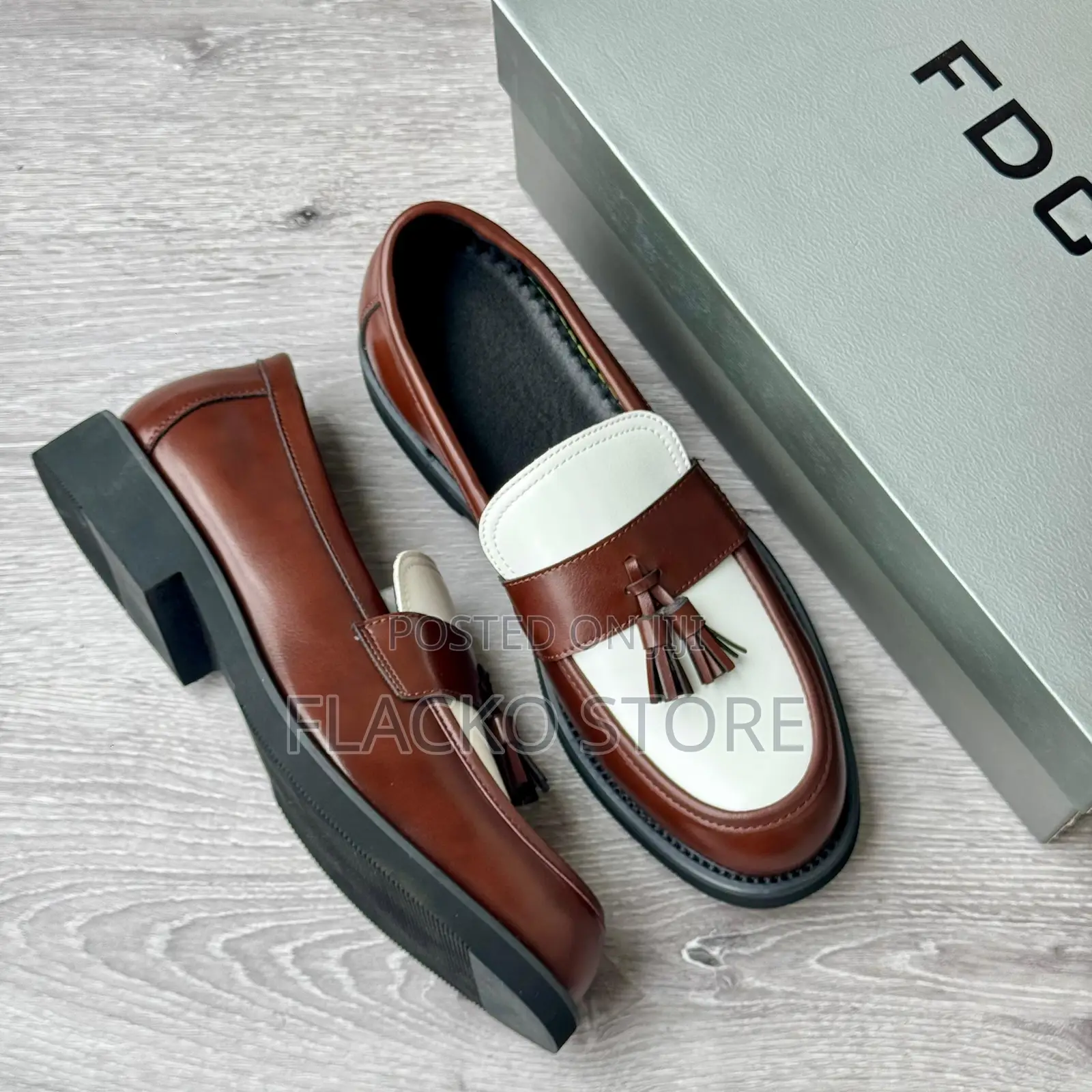 Original FDCP Two Tone Tassel Leather Loafers Shoes