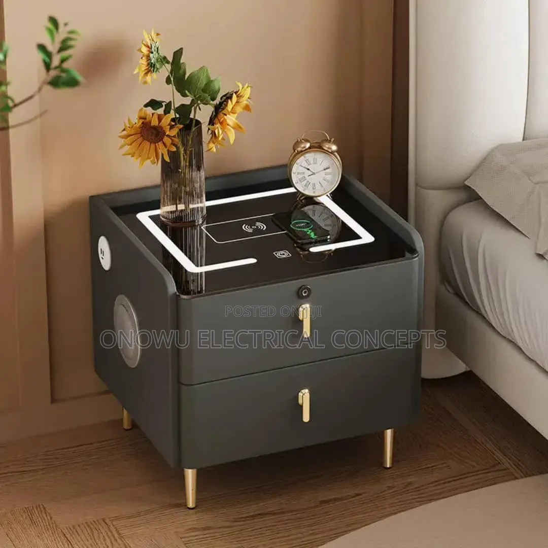 Smart Bedside Table With Combination Lock, Wireless Charging