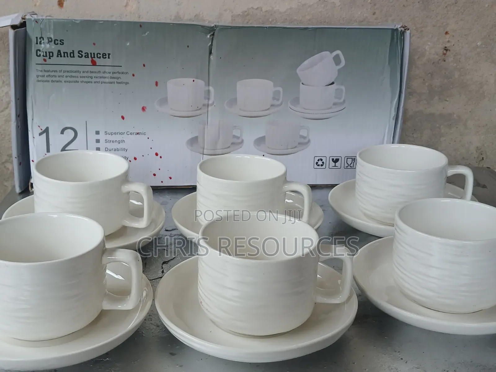 Exotic White 12 PCS Tea Cups and Saucer