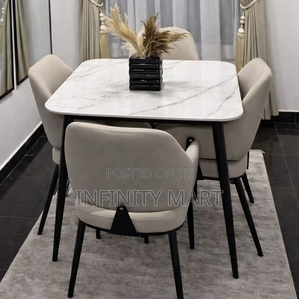 Sleek Luxe 4 Seater Marble Dining Set