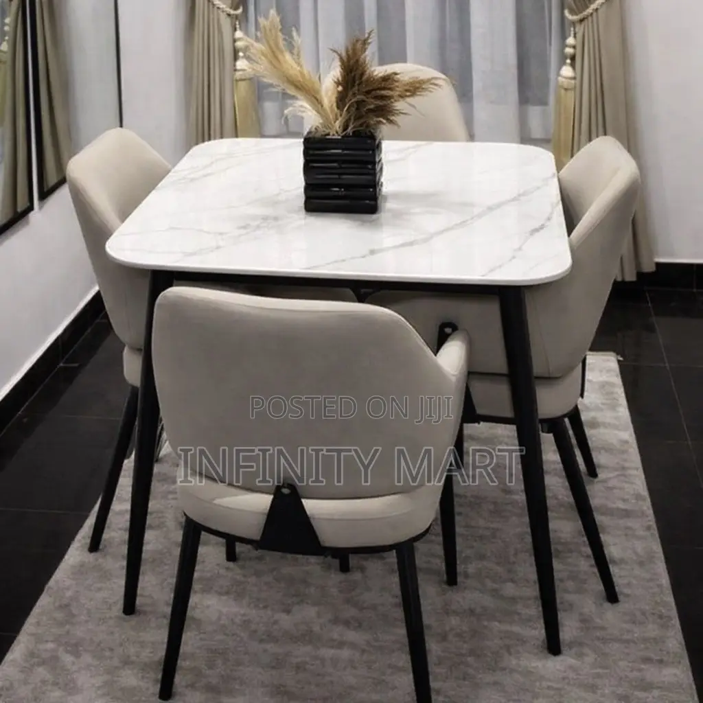 Sleek Luxe 4 Seater Marble Dining Set