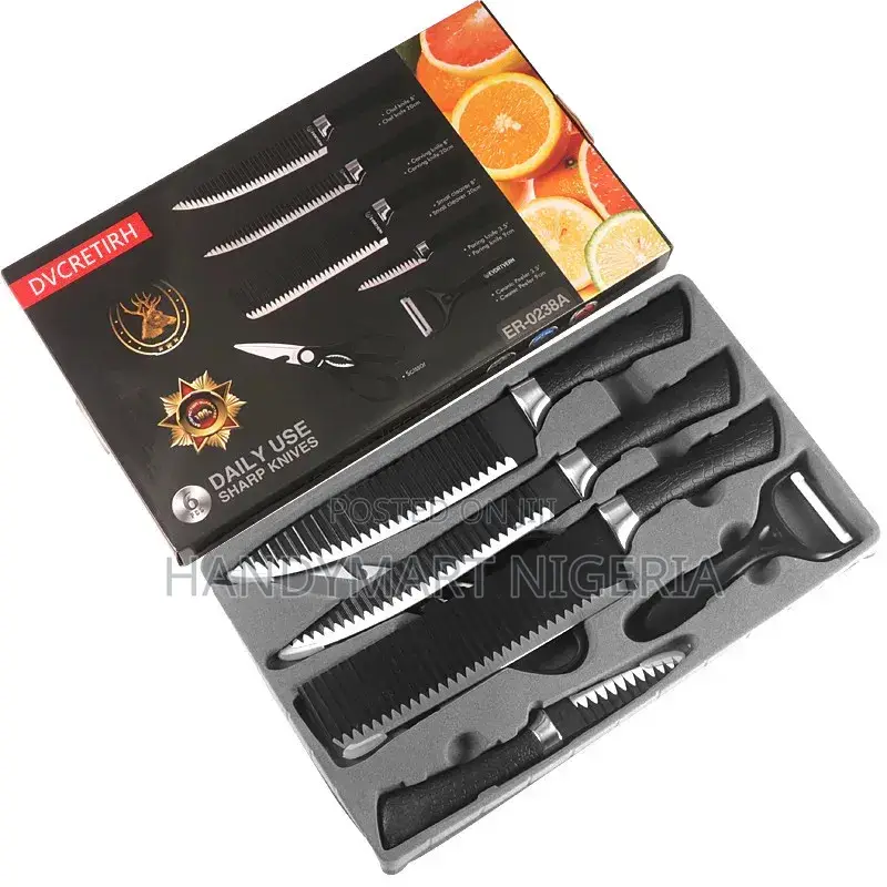 6-Piece Corrugated Kitchen Knife Set