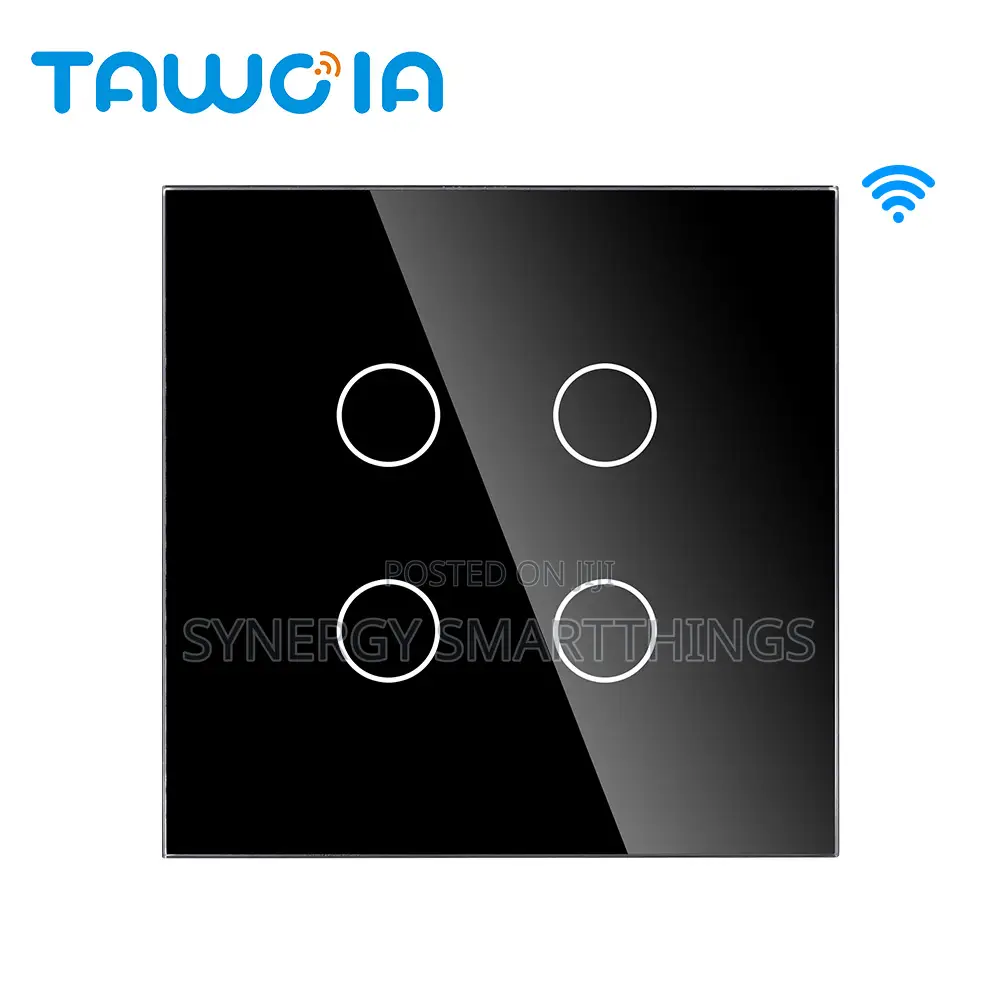 Tuya Wifi Smart 4 Gang Touch Switch Black Color