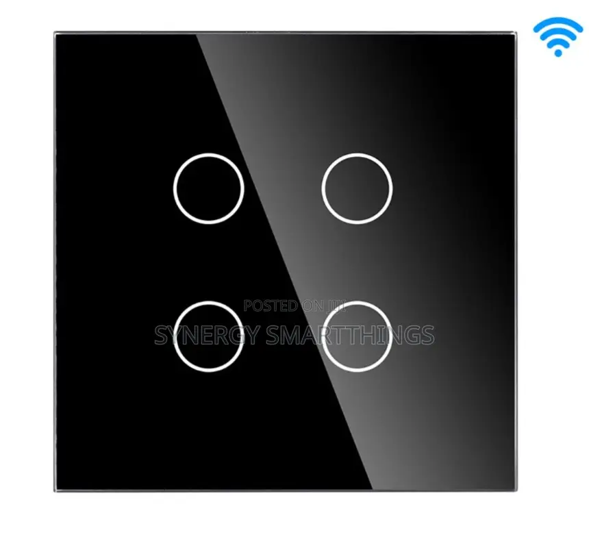 Tuya Wifi Smart 4 Gang Touch Switch Black Color