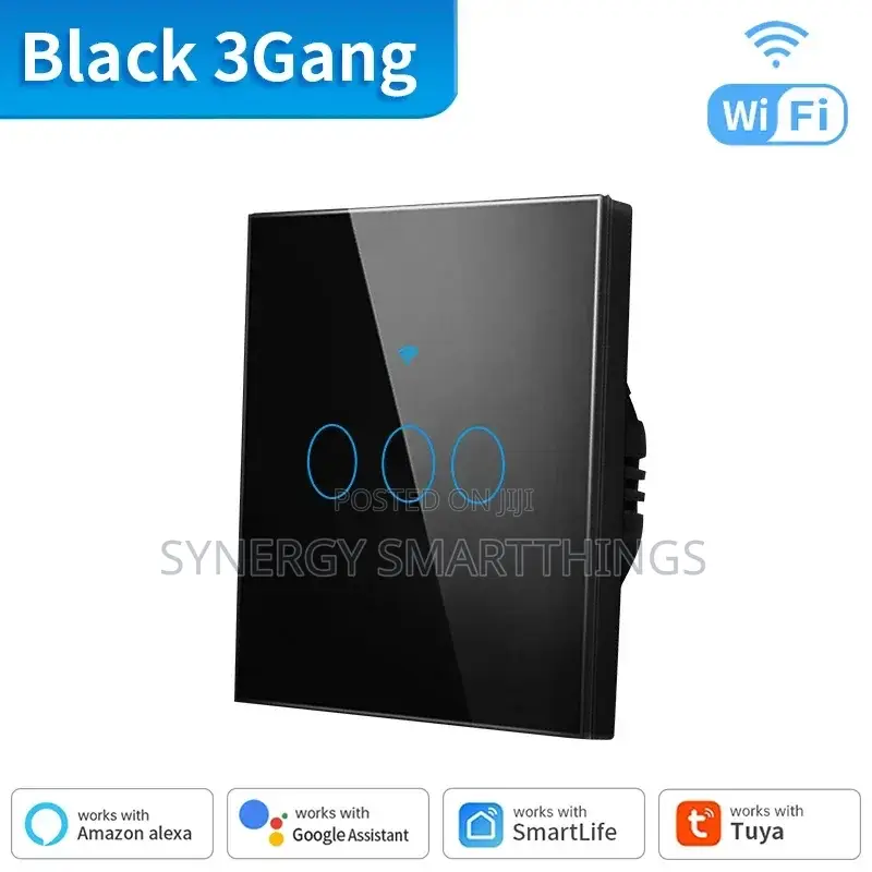 Tuya Wi-Fi 3 Gang Smart Switch Black Color