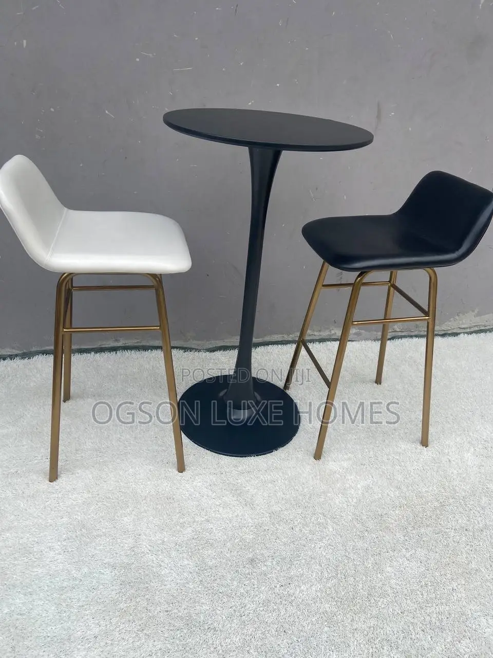 Bar Table and Two Gold-Leg Bar Chair