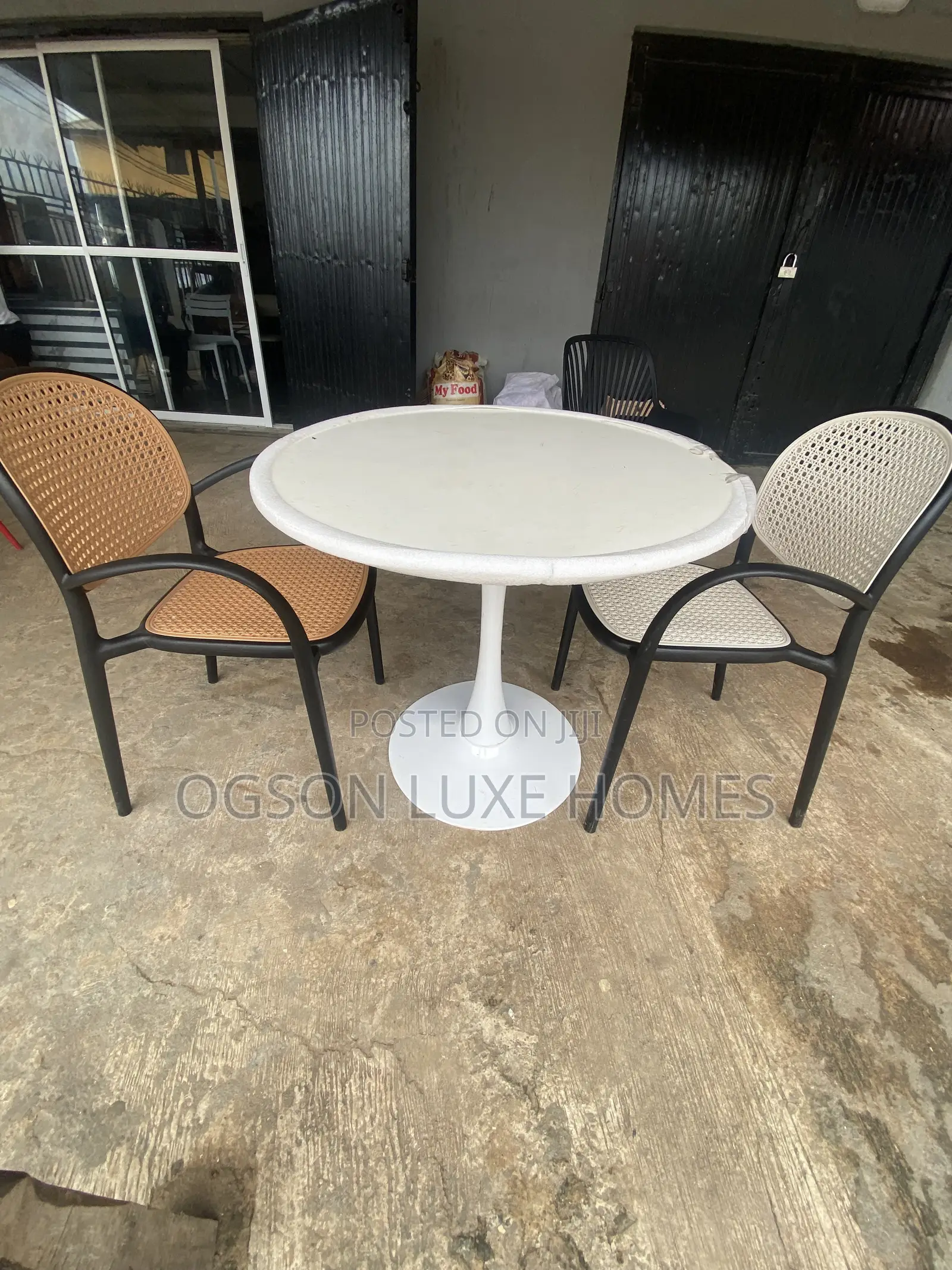 Wooden Top Outdoor Table With Two Chairs