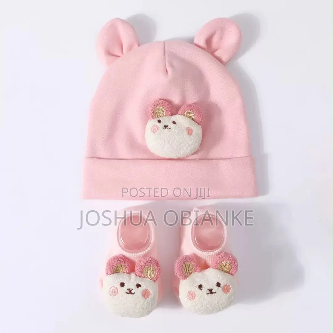 Matching Baby Beanie With Socks Set