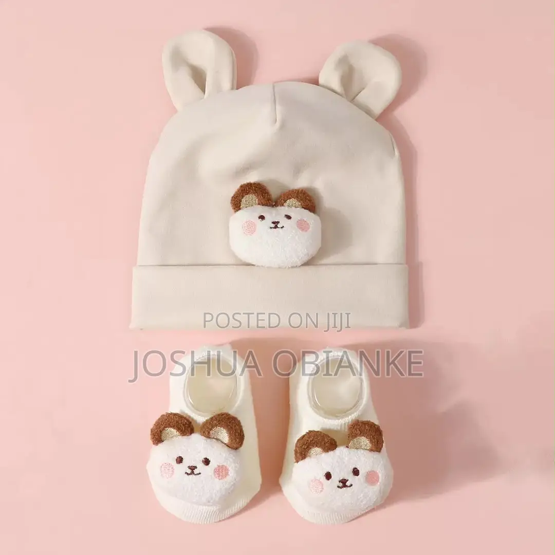 Matching Baby Beanie With Socks Set