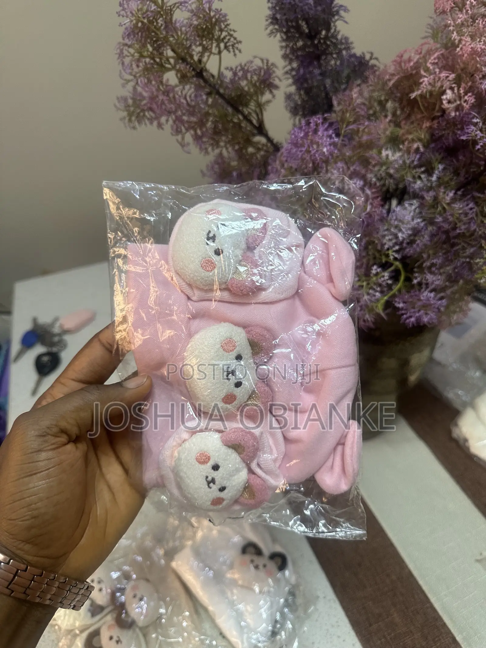 Matching Baby Beanie With Socks Set