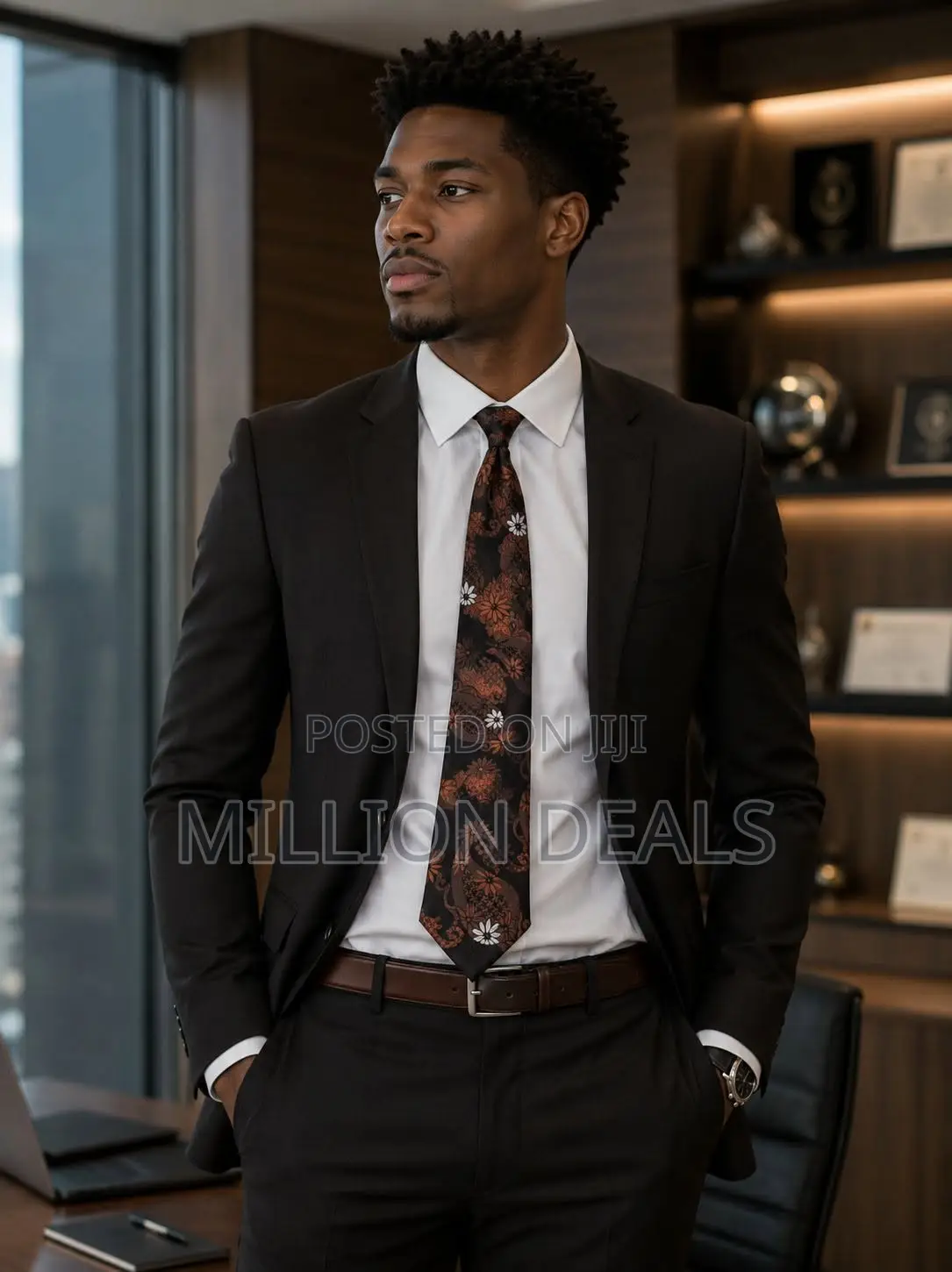 Classic Pattern Men's Brown Trendy Tie