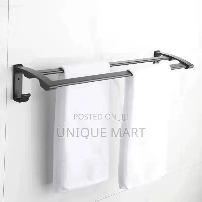70cm Black Towel Rack and Sponge Hooks, Also Available in Stainless