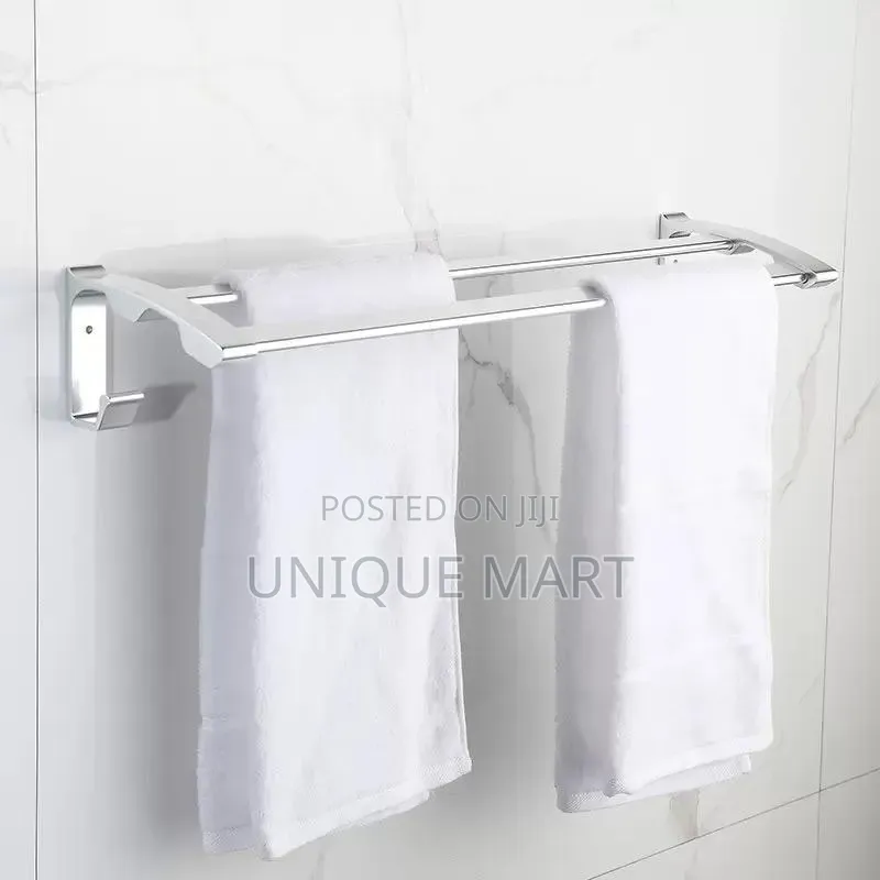 70cm Black Towel Rack and Sponge Hooks, Also Available in Stainless