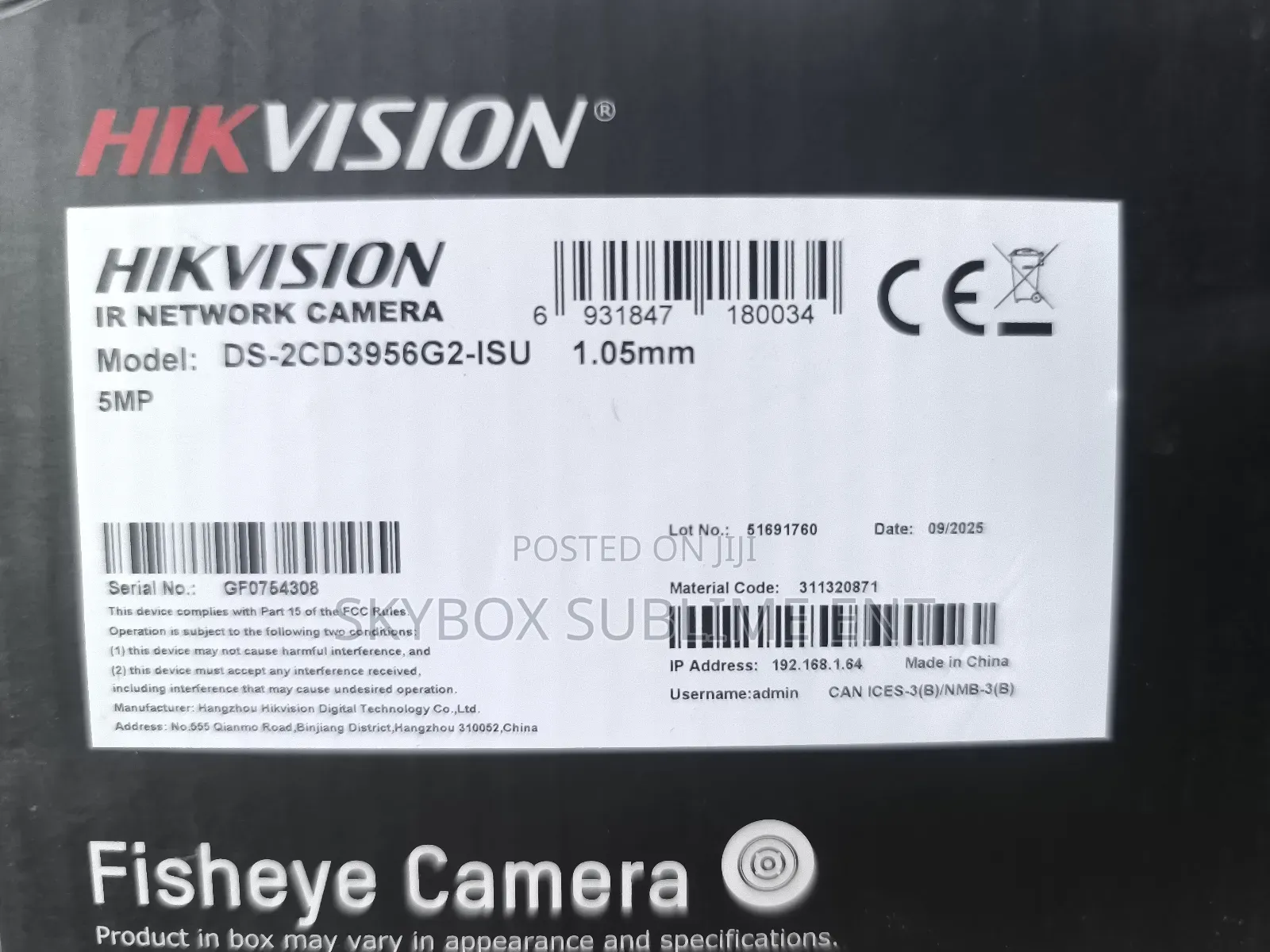 Hikvision Ds-2cd3956g2-Isu 5mp Fisheye Camera