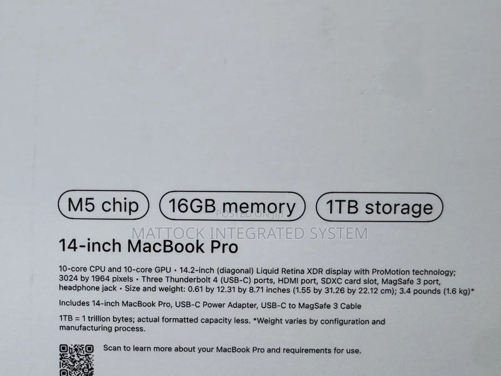 New Laptop Apple MacBook Pro 2025 M5 16GB Apple M5 SSD 1T
