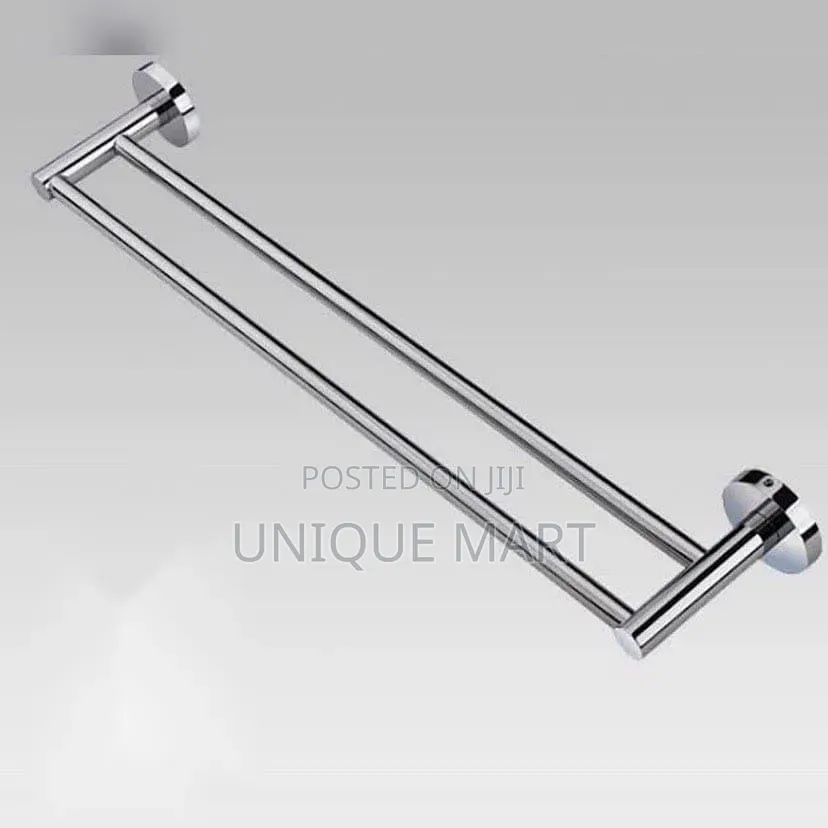 60cm Quality Wall Mounted Round Double Chrome Towel Rail