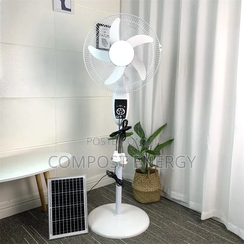 Remote Control 16" AC/Dc Rechargeable Fan With 2bulbs and Panel