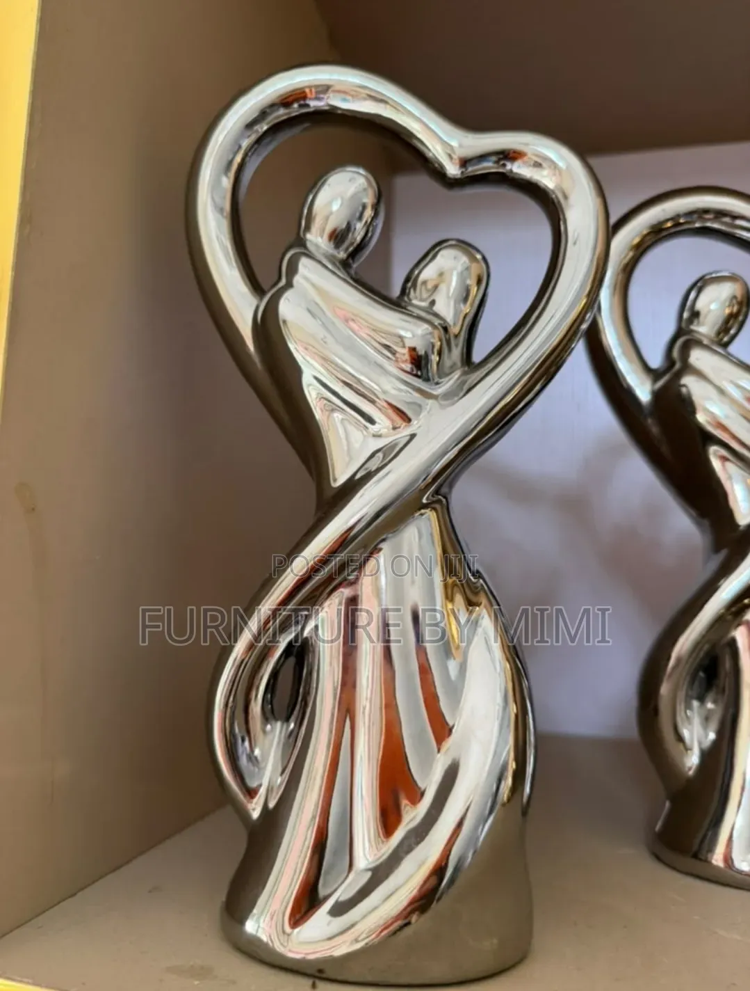 Luxury Nordic Silver Couple Statue – Modern TV Stand Home Decor.