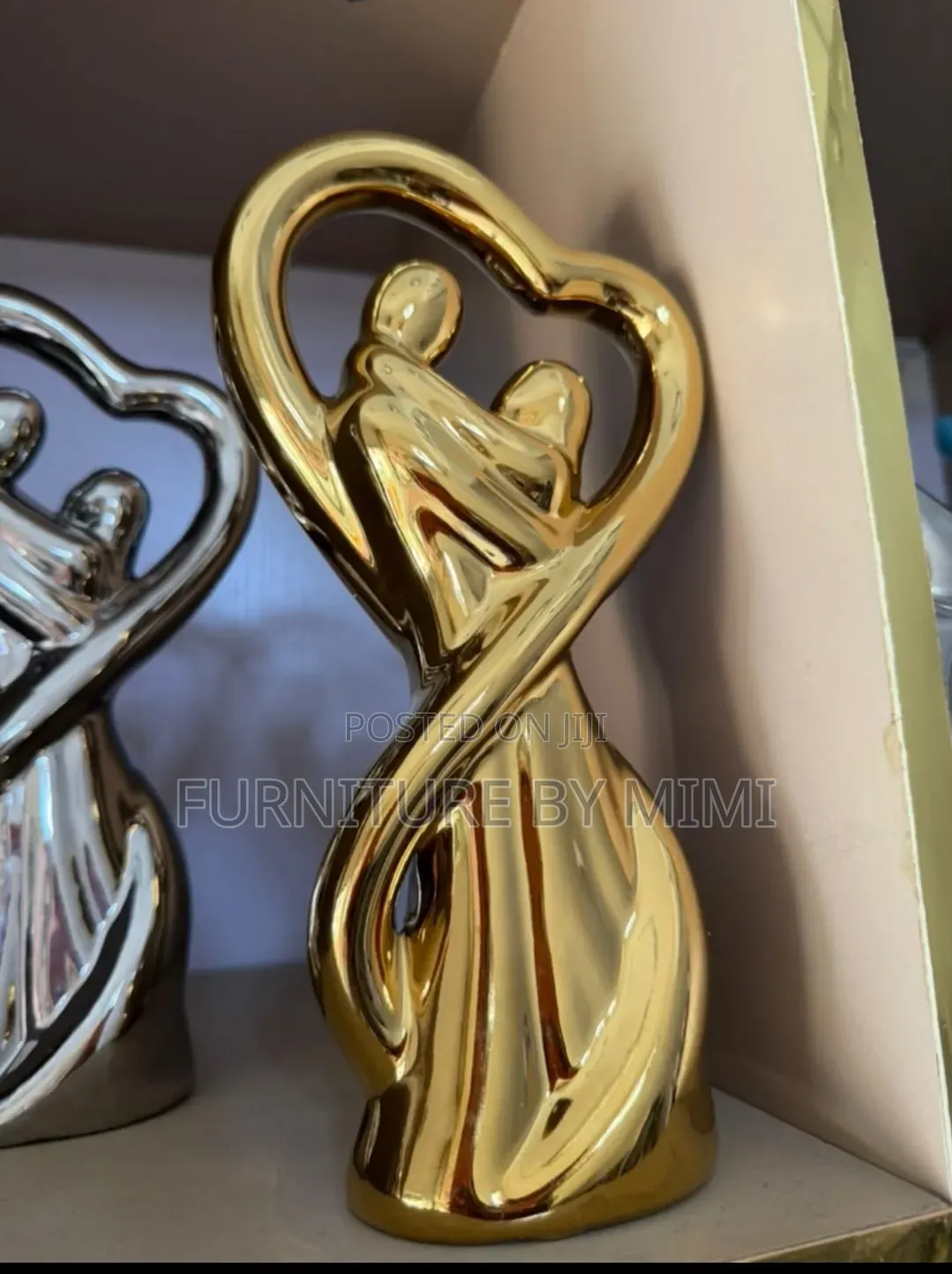 Luxury Nordic Silver Couple Statue – Modern TV Stand Home Decor.