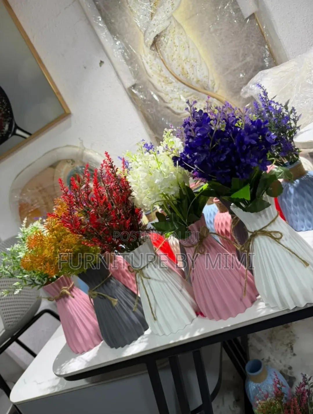 5-in-1 Set Elegant Unbreakable Rope Flower Vases (With Flowers)