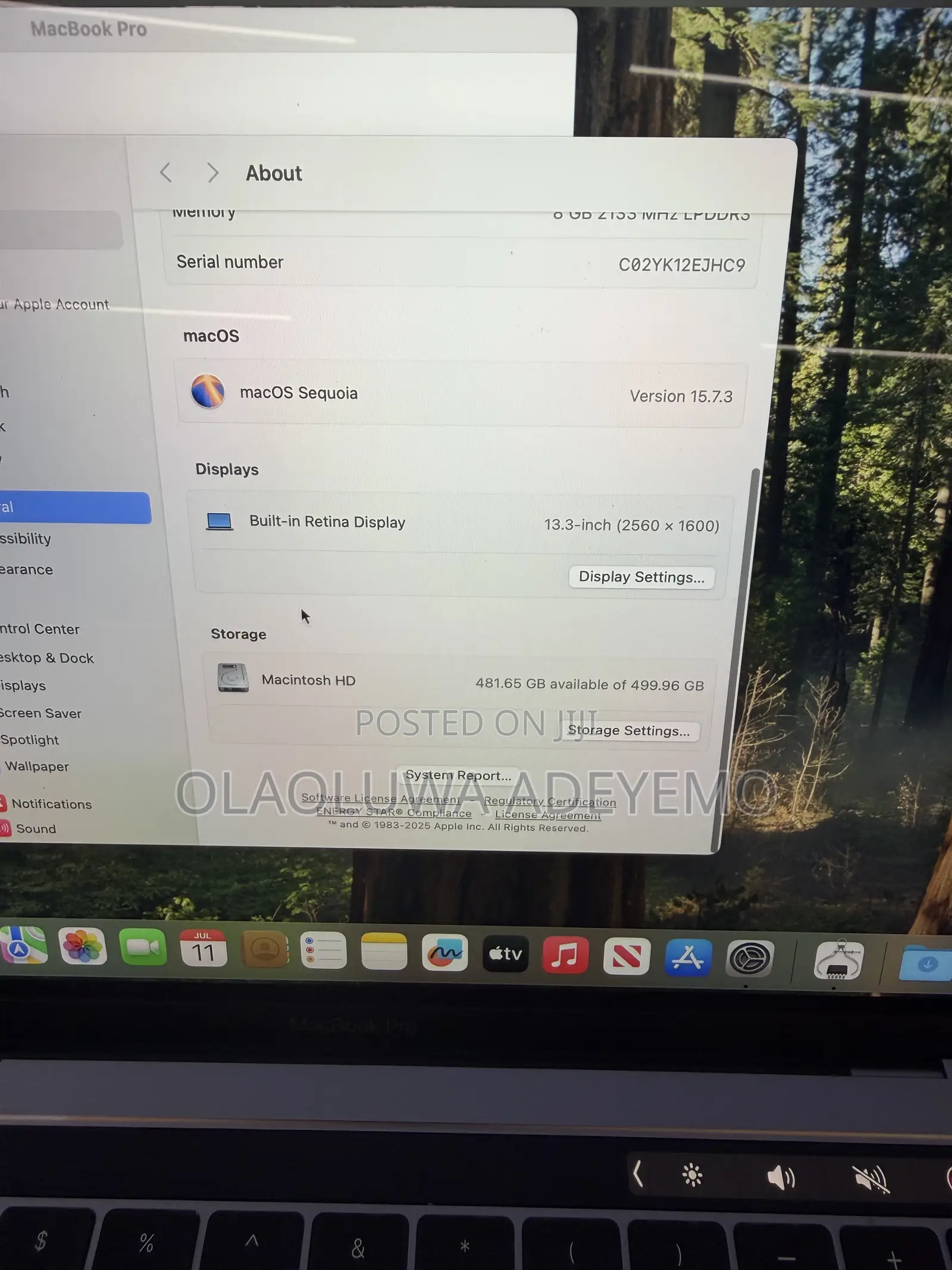 Laptop Apple MacBook Pro 2018 8GB Intel Core i5 SSD 512GB