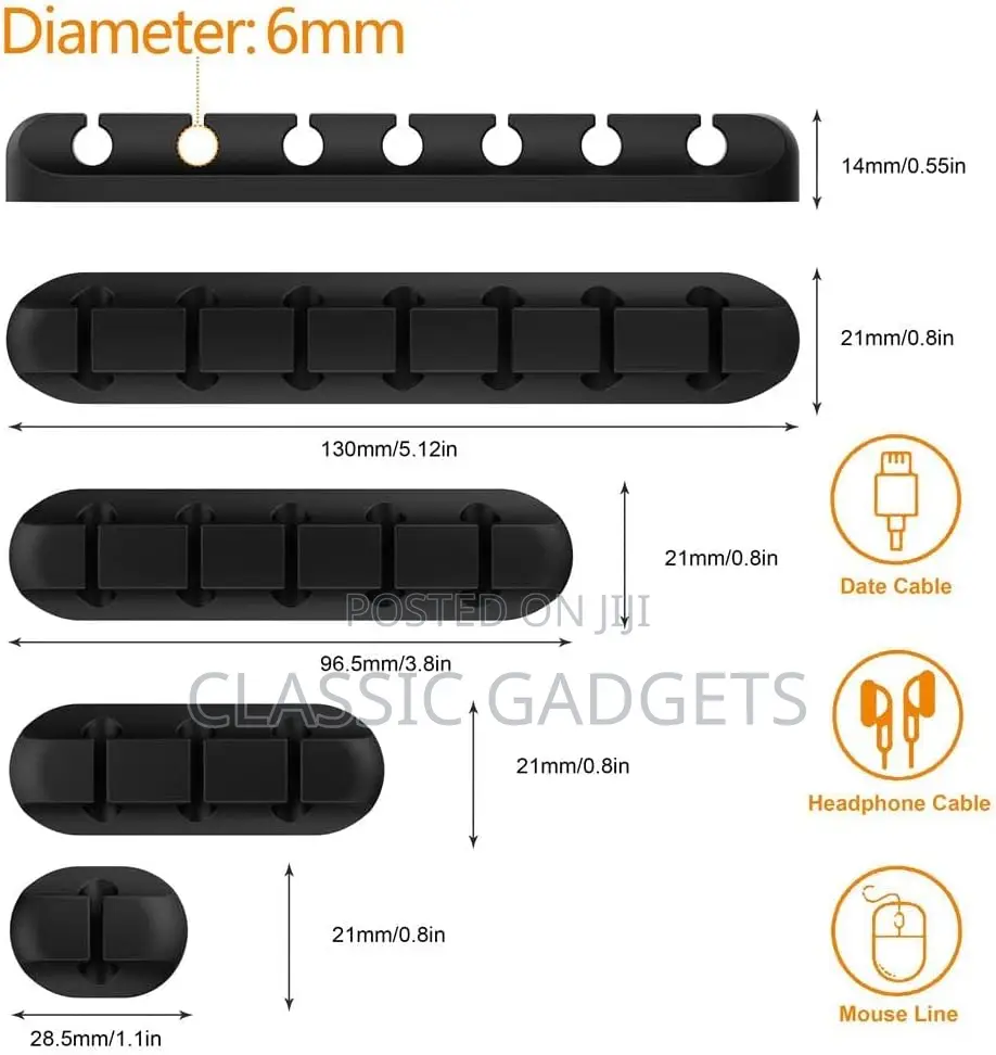 Self Adhesive Cable Organizer Clips Cord Holder With 7 Slots