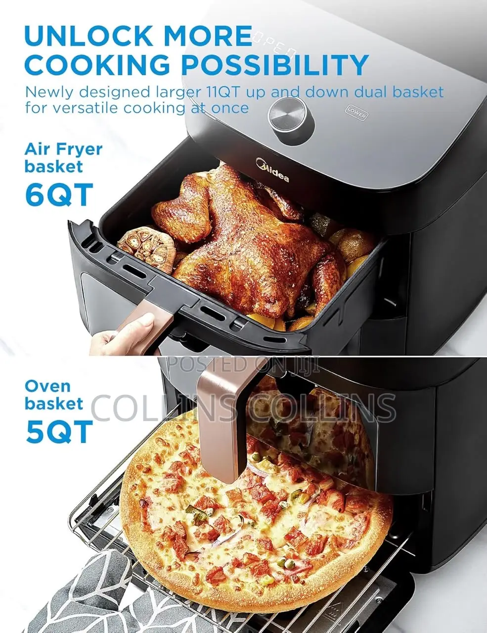 Midea 11L Dual Zone Air Fryer Oven With Wi-Fi Alexa