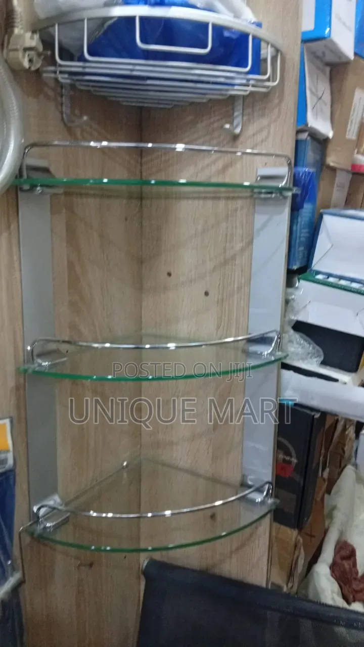 3 Tier Glass Wall Mounted Bathroom Corner Shelf for Storing Toiletries