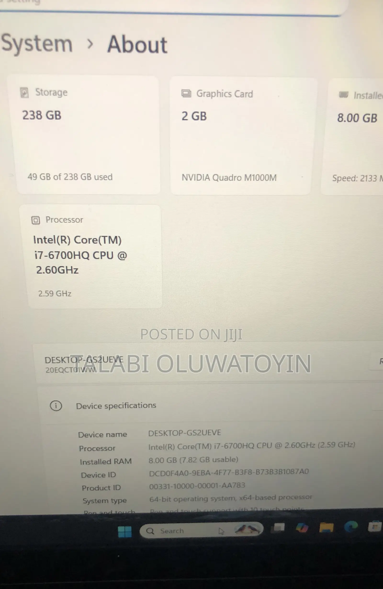 Laptop Lenovo ThinkPad P50 8GB Intel Core i7 SSD 256GB
