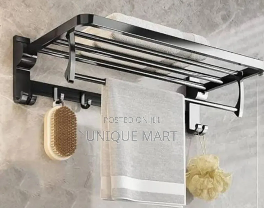 60cm Stainless Wall Mounted Multiple Towel Rack With Sponge Hooks