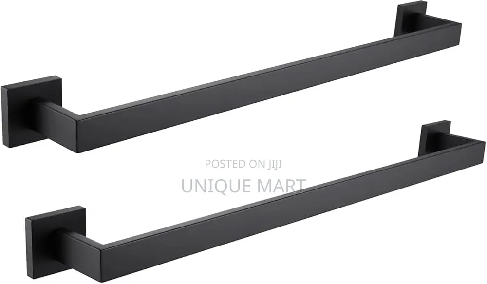 60cm Black Matte Square Shaped Wall Mounted Single Towel Rack