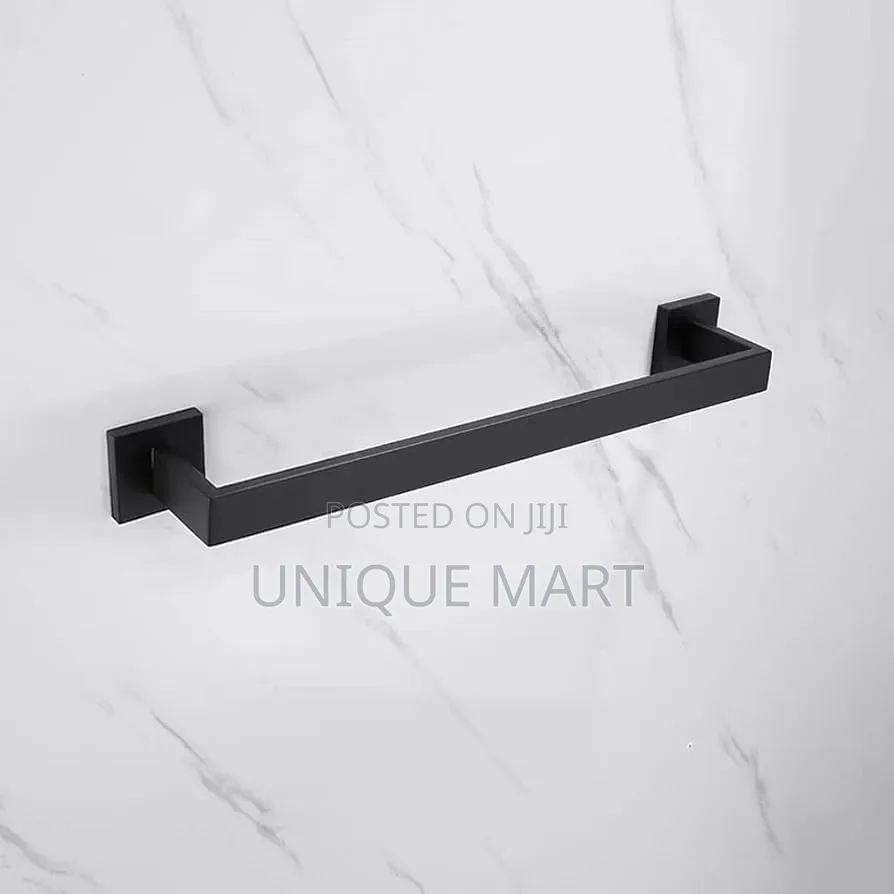 60cm Black Matte Square Shaped Wall Mounted Single Towel Rack