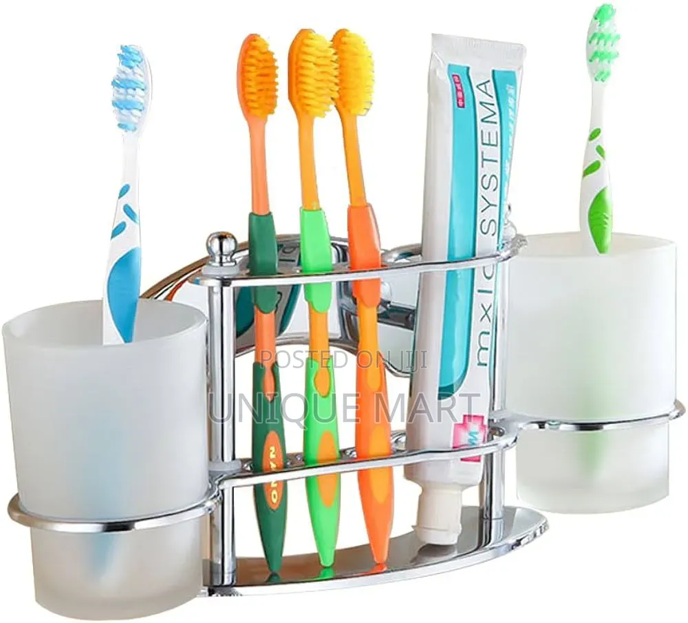 Stainless Wall Mounted Tooth Brush, Toothpaste Tube and Cup Hoders