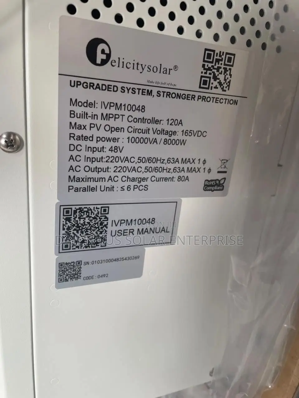 Felicity 10Kva 48V Hybrid Solar Inverter
