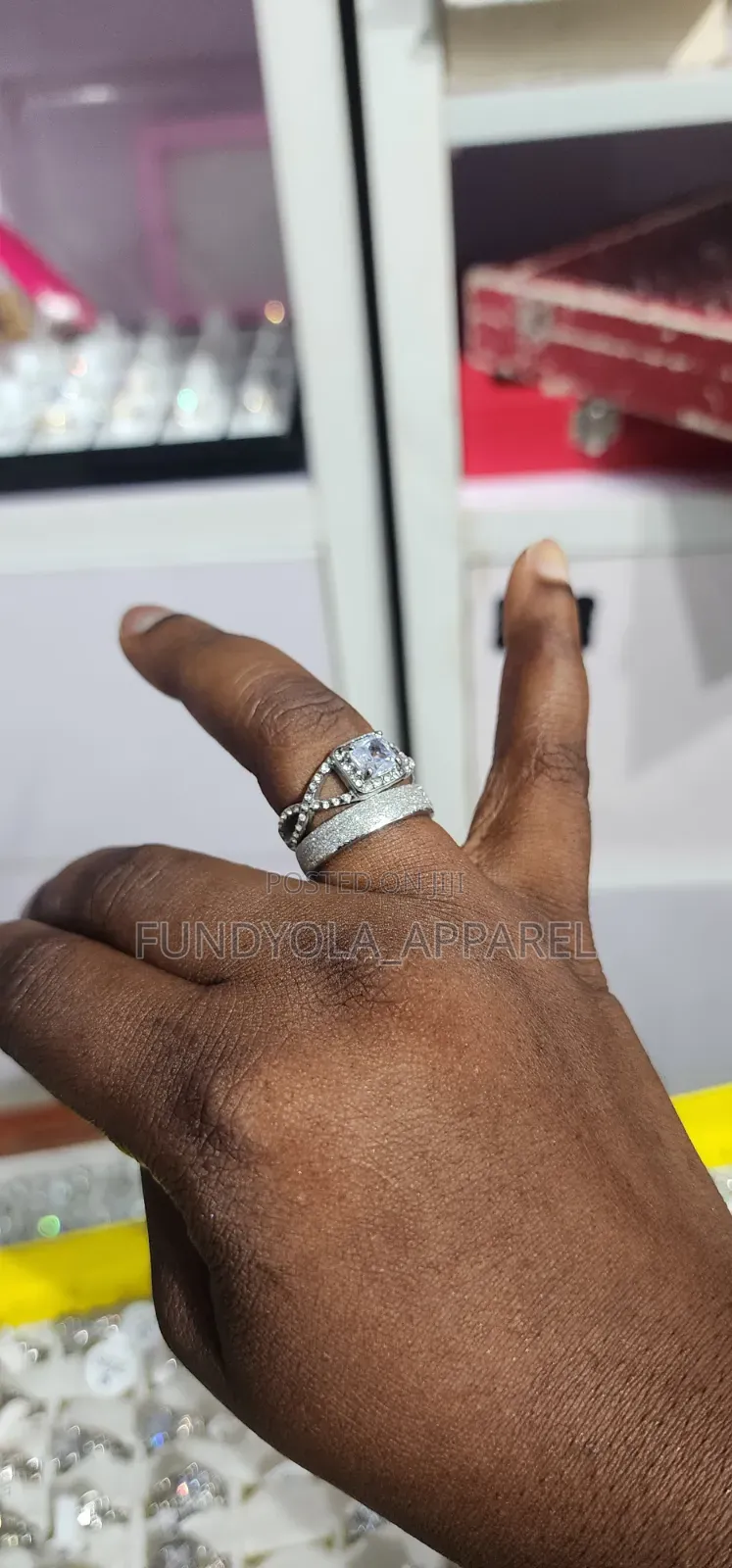 Tarnish-Free Cushion Cut Titanium Bridal Duo