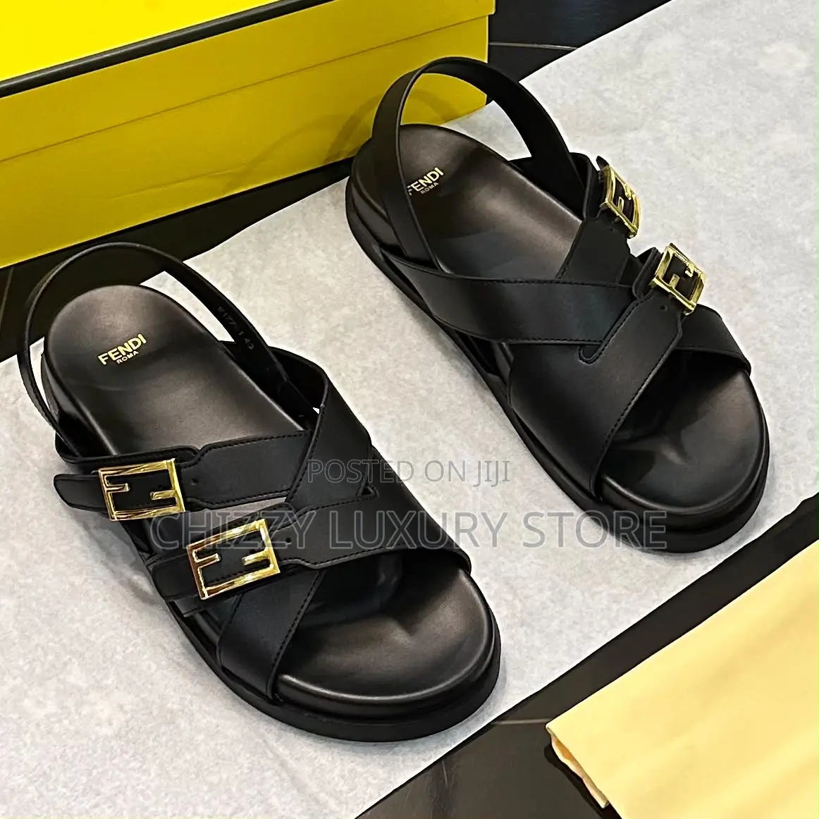 Fendi Quality Luxury Men Genuine Leather Sandals