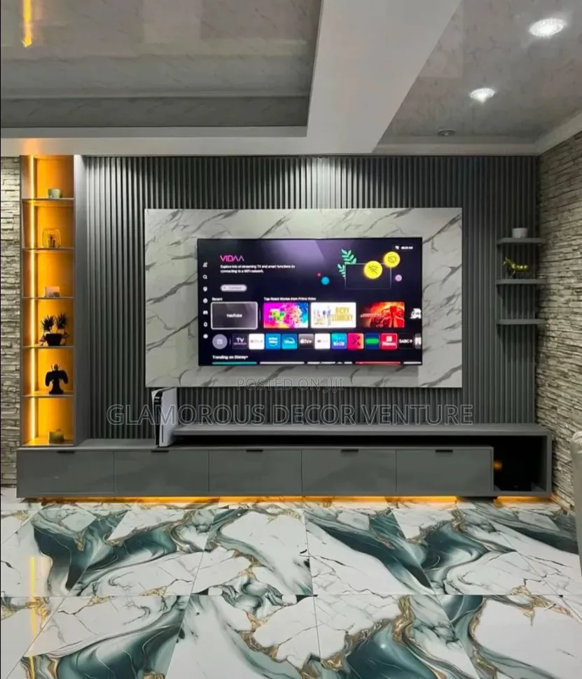 Luxury TV Console Feature Wall | Modern Interior Design in Nigeria