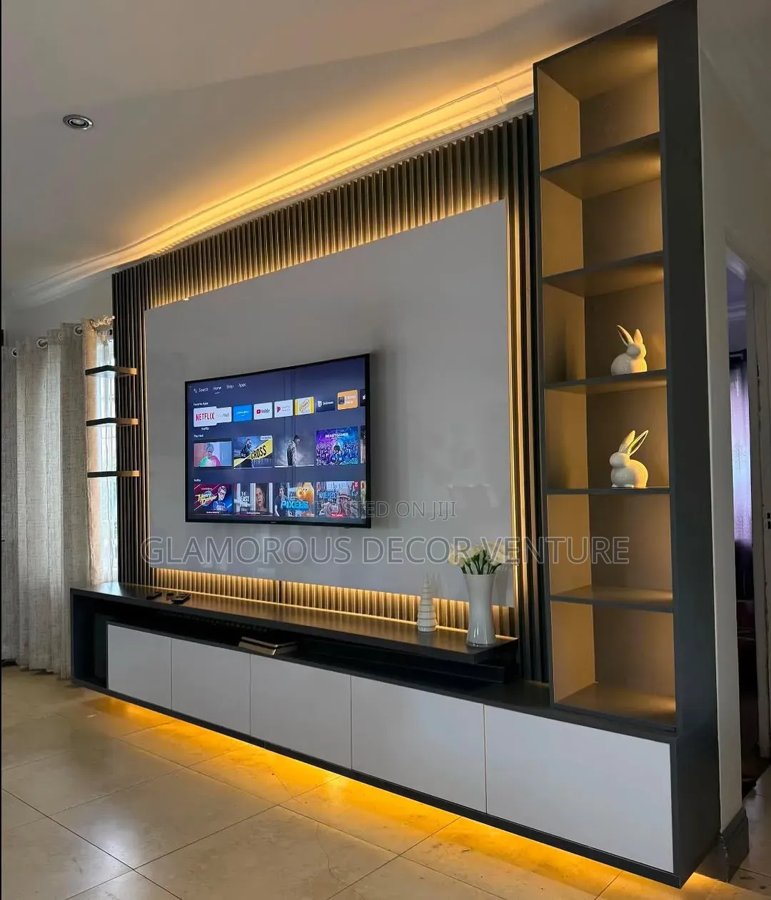 Luxury TV Console Feature Wall | Modern Interior Design in Nigeria