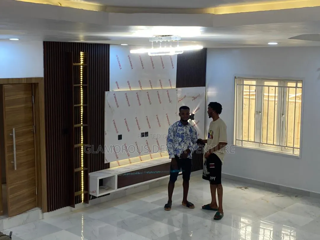 Luxury TV Console Feature Wall | Modern Interior Design in Nigeria