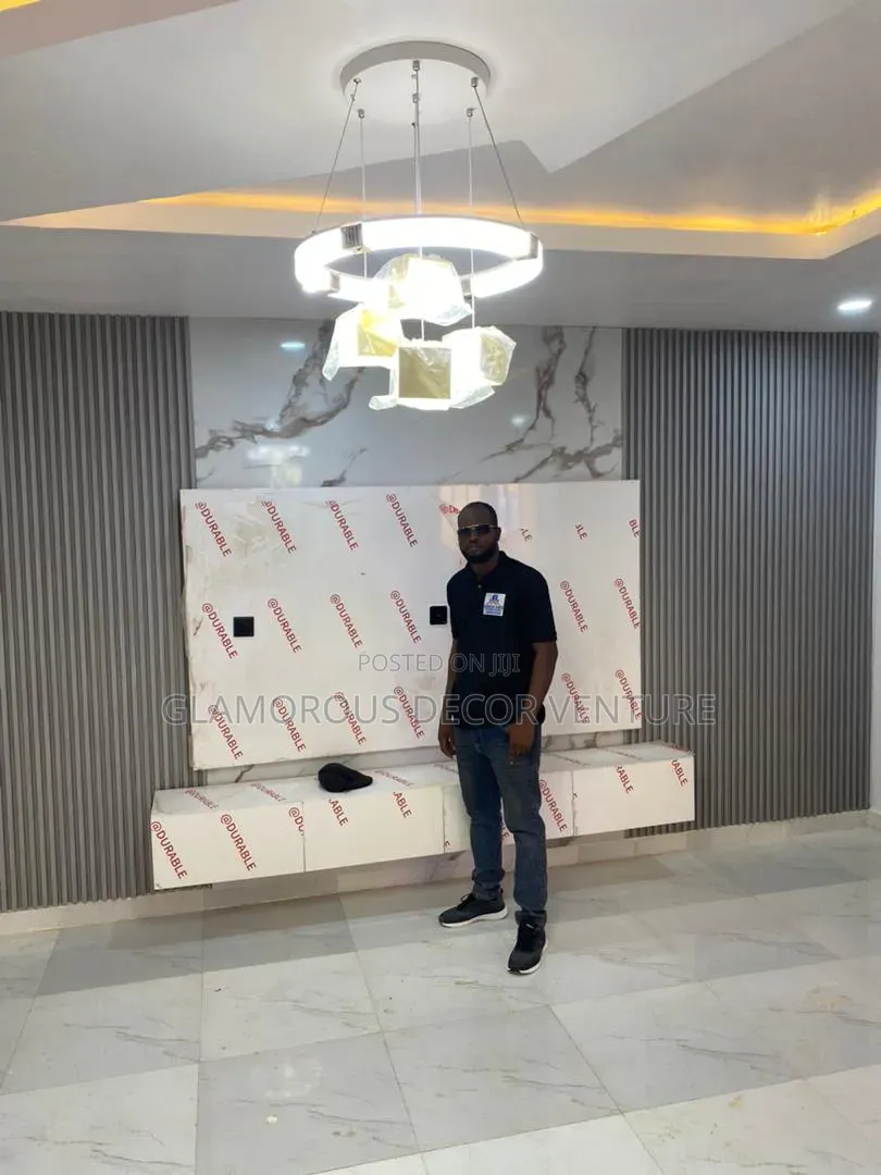 Luxury TV Console Feature Wall | Modern Interior Design in Nigeria