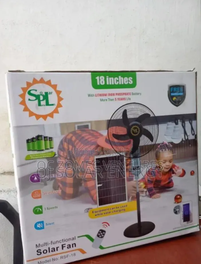 SPL 18 Inches Rechargeable Solar Fan.