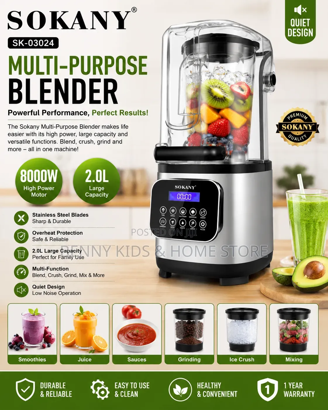 Sokany Sk-03024 Multi-Purpose Blender (8000w, 2.0l)