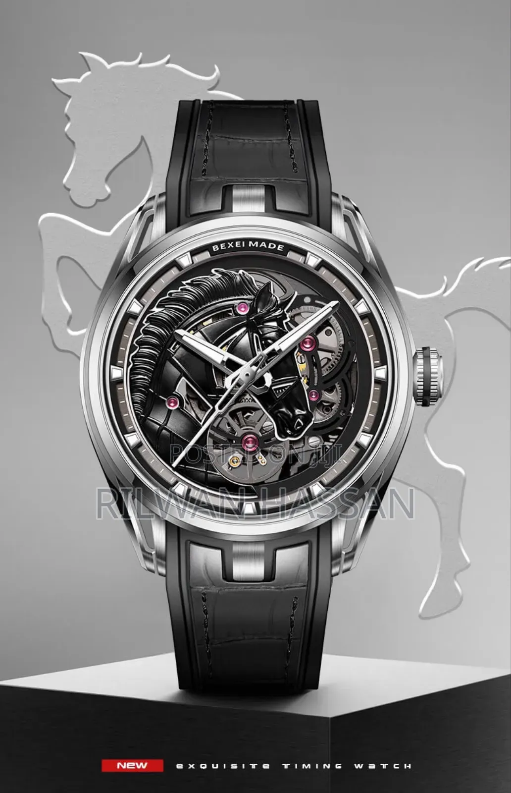 Bexei 3D Metallic Engraving Swiss Timepiece