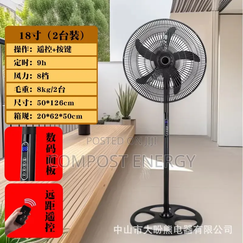 18" Industrial Plastic Blade Electric Fan Wt Digital Button and Remote