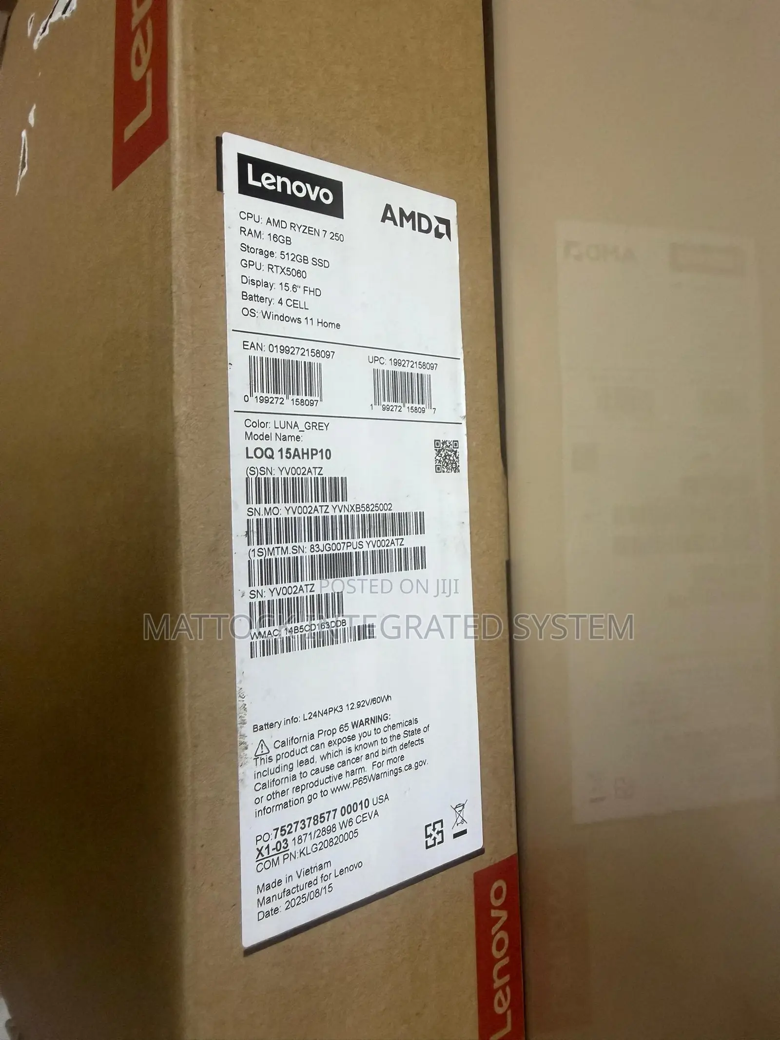 New Laptop Lenovo LOQ 15ARP9 16GB AMD Ryzen 7 SSD 512GB